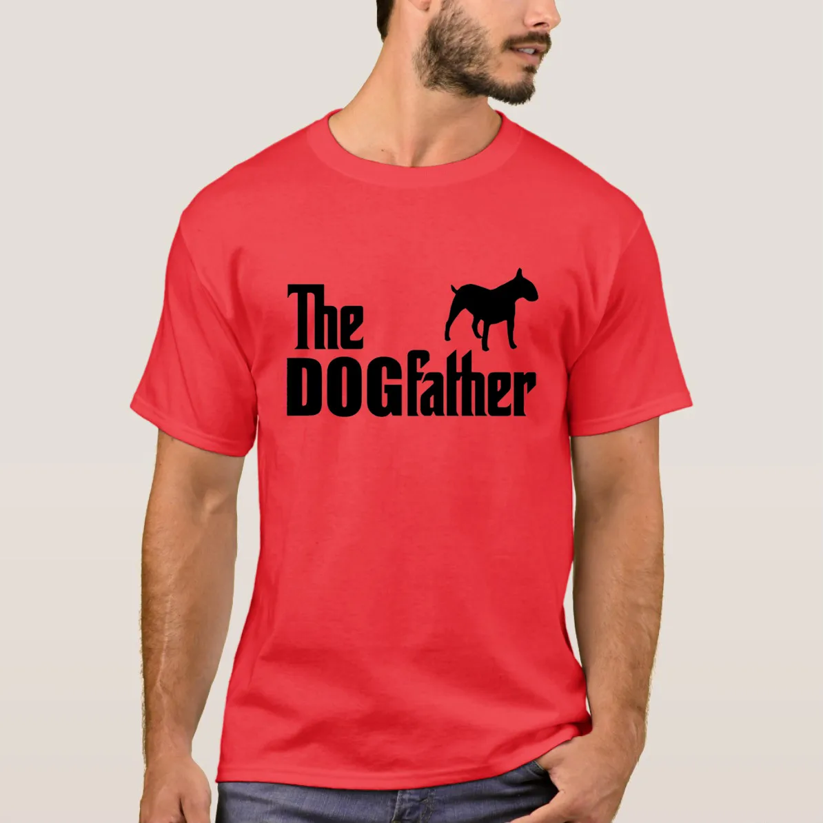 

Newest 2020 Summer The Dogfather Logo English Bull Terrier Dog Cotton T Shirt Present Homme Tops Tees S-4XL