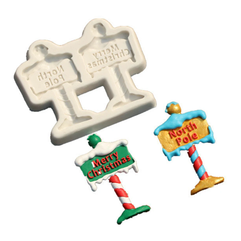 Веселый Рождественский дорожный знак силиконовые формы помадка ремесло торт