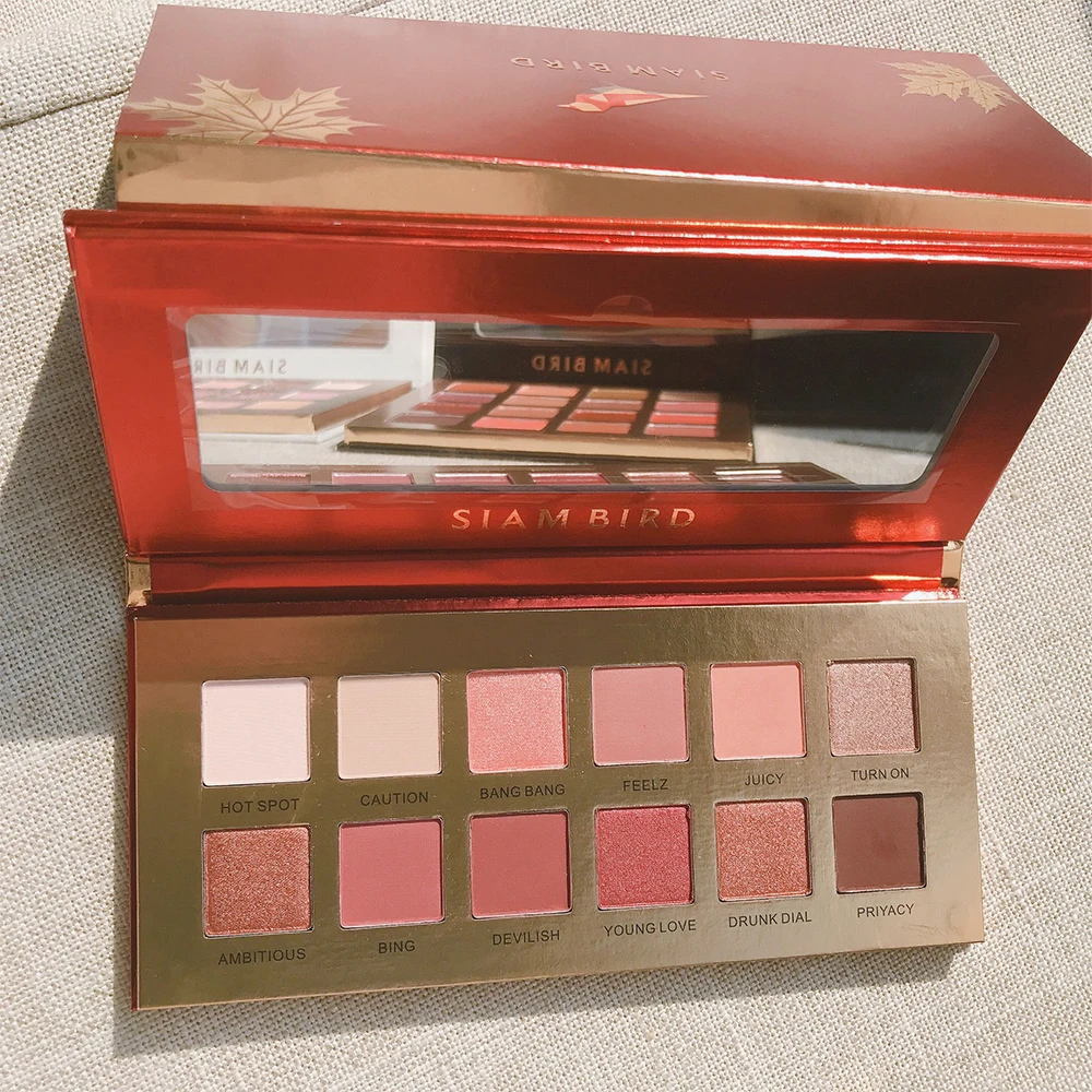 Siambird Professional Eyeshadow Pallete Glitter Eye Shadow Palette Matte Shiny Red Peach Shadows With Sparkles Makeup Pigment