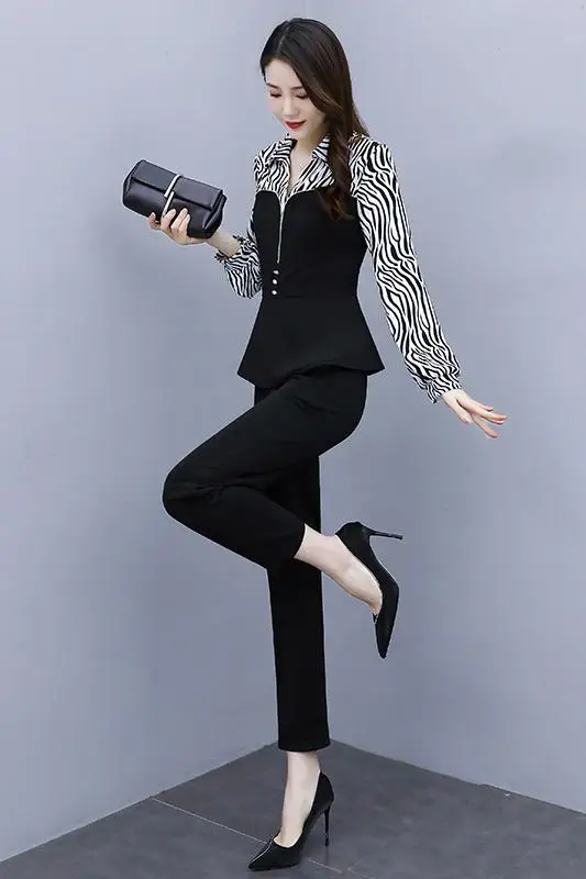 

Design Office Lady Blazer And Pants Set For Women Striped Woman Suits Lady Suit Office Ensemble Costume Femme 2 Pieces Pantalon