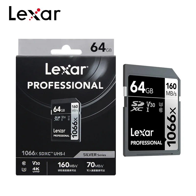 Original Lexar Professional SD Card 1066x 64GB 128GB 256GB Memory Card V30 U3 C10 SDXC Flash Card For 4K UHD Camera