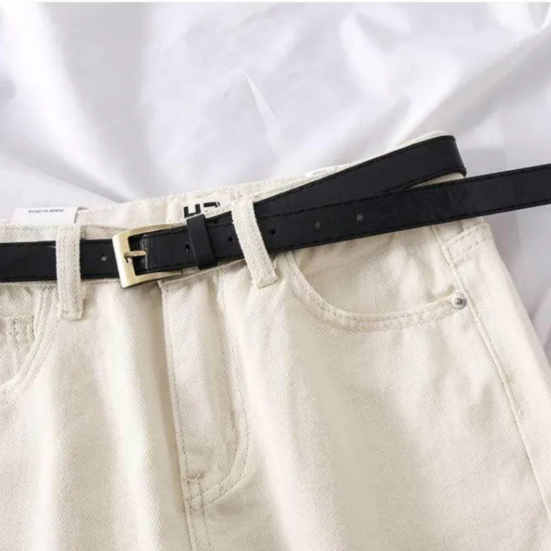 

Jeans Women Ankle-length Simple High Waist Korean Style Harajuku Straight Streetwear Solid Womens Trousers Students Loose Female