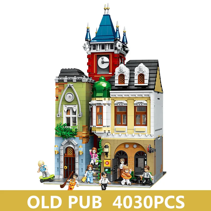 MOC, 4030 шт., серия City Streetview, кирпичный Старый город, паб, модель, строительные наборы, блоки, кирпичи, детские игрушки, подарки, рождественский подарок