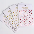 1 шт. лазерная наклейка для дизайна ногтей 3D наклейка голографические украшения четырехъядерный звездный узор ЗолотойСеребряныйкрасный наклейки для ногтей 10*9 см