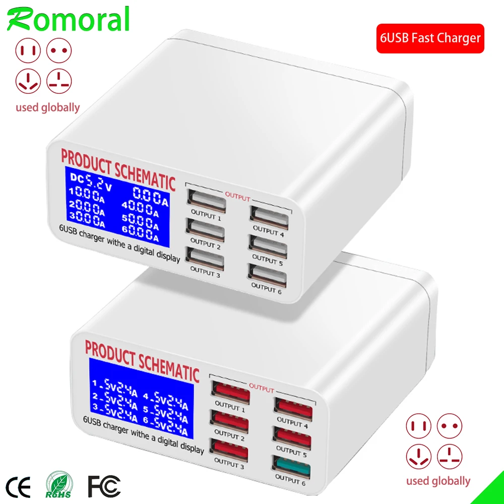 Зарядное устройство USB с многопортовым USB-портом и ЖК-дисплеем | Электроника