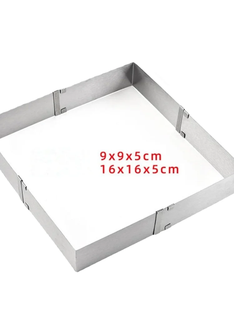 

2 Pieces Adjustable Cake Ring Set Stainless Steel Round Cake Mold and Square Mousse Rings 6-12 Inch, 3.6-6 Inch