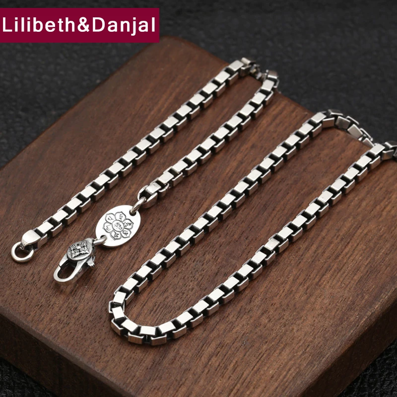 Женское мужское ожерелье с подвеской 100% Настоящее серебро 925 пробы 3 мм Толстая