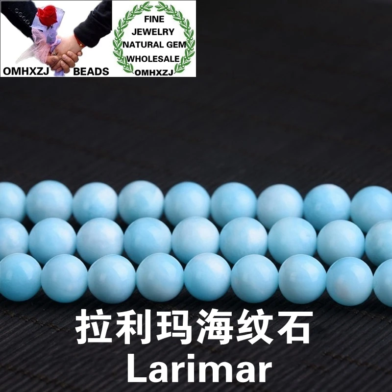 

OMHXZJ Wholesale ZB63 6 8 10 12mm DIY Bracelet Necklace Jewelry Making Accessories Natural Stone Hot Fine Larimar Round Beads