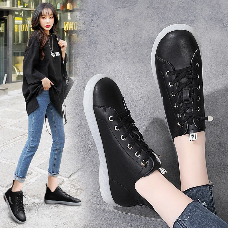 

Женские кроссовки из ПУ кожи, на шнуровке, Размеры 35-41