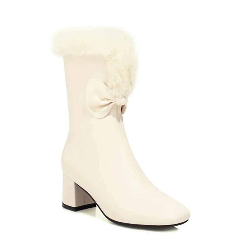 Сапоги женские зимние на меху плюшевые среднем каблуке большие размеры 31-49 669 |