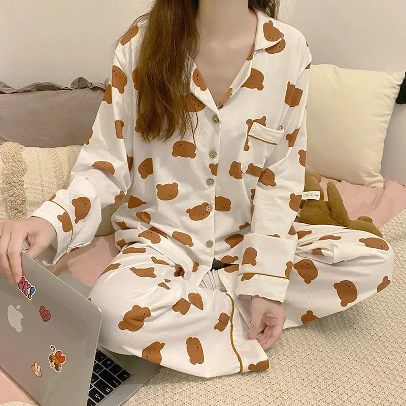 Пижама женская Корейская милая и сетчатая красная с длинным рукавом Кардиган