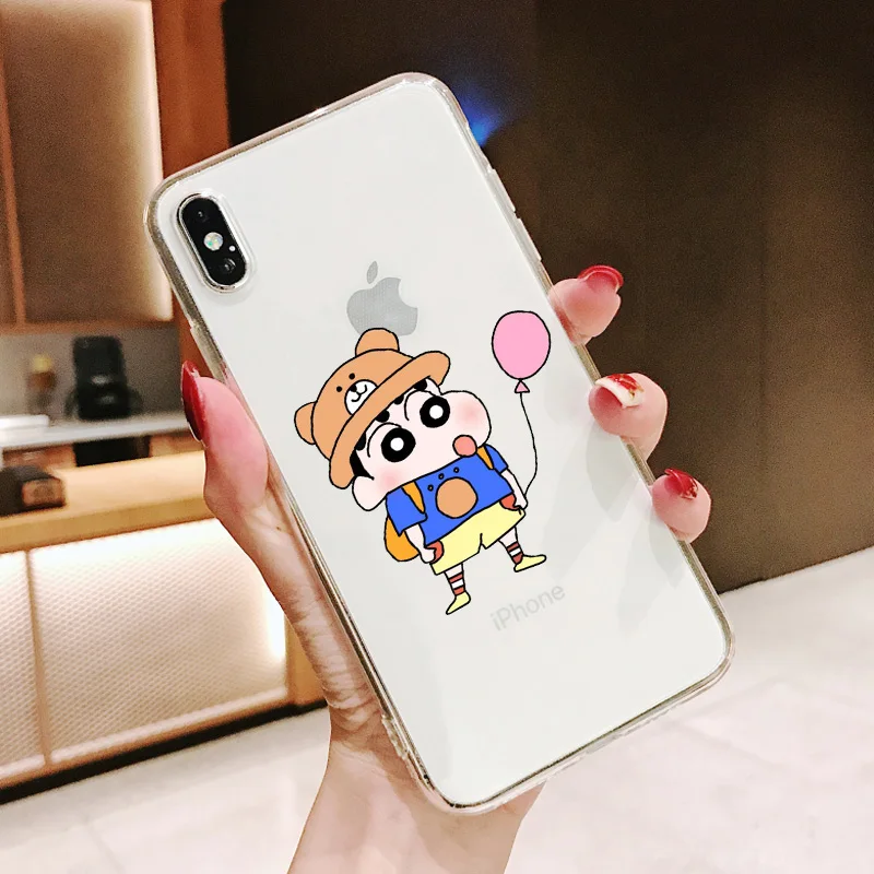 Японский мультяшный мягкий чехол из ТПУ Crayon Shin-chan милый для телефона iPhone X XS MAX 6 6s 7