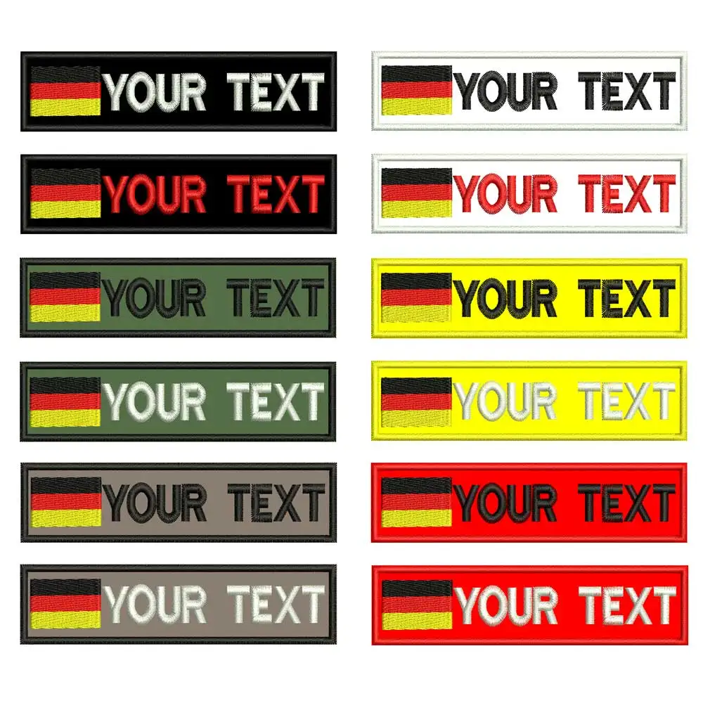 

Custom Germany name patches tags personalized iron on hook backing embroidered