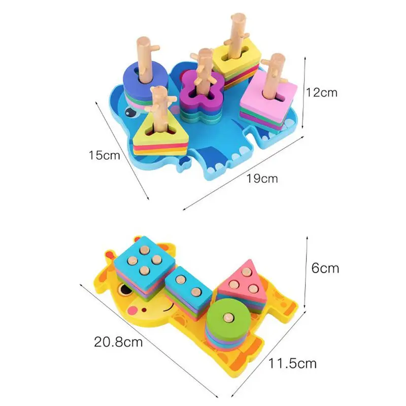 

Baby Toys Montessori Educational Wooden Toys Geometric Cognition Sorting Board Animal shape puzzle Learning Toys for Children