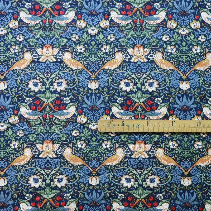 100 см * 110 винтажная хлопчатобумажная ткань с принтом птиц рукоделие материал для