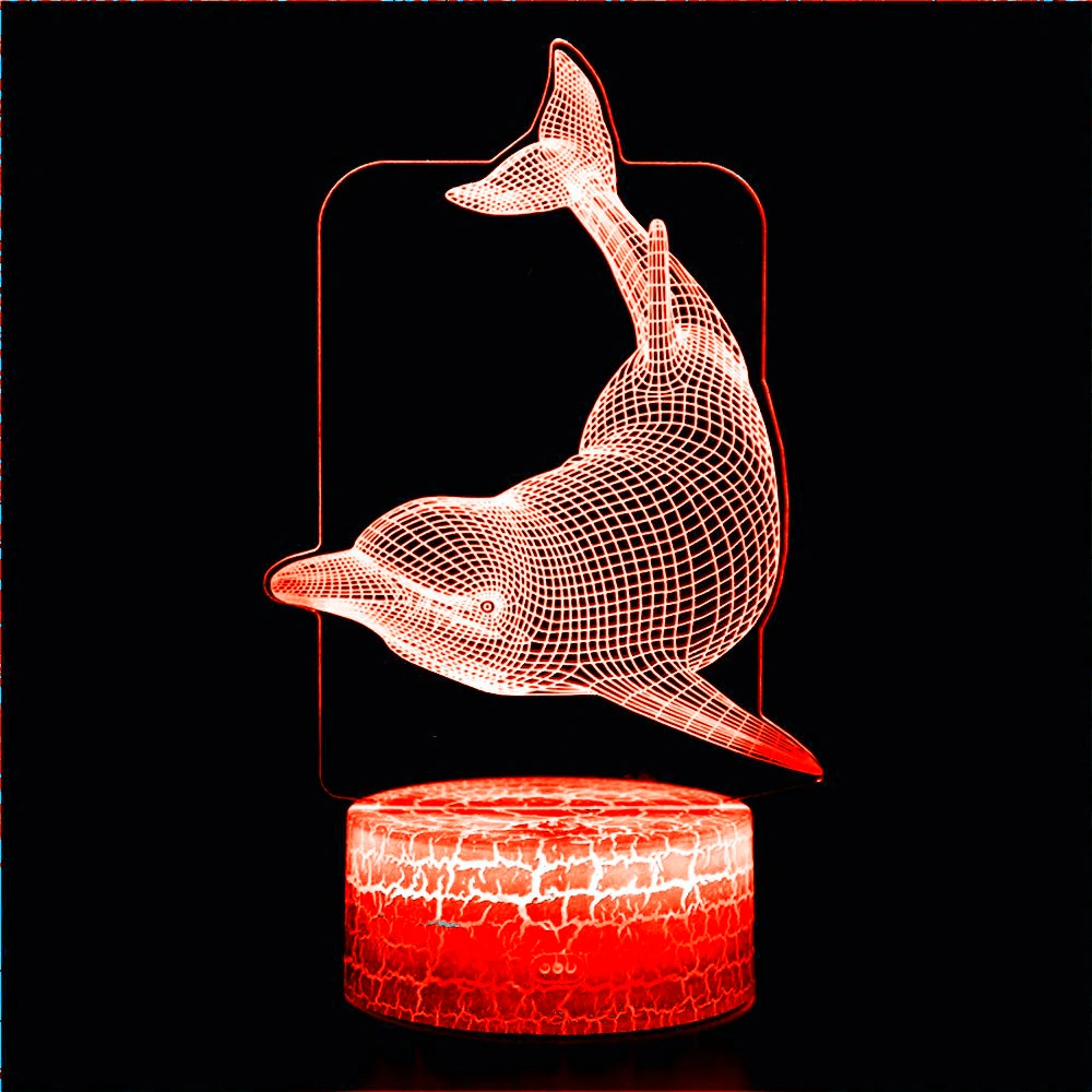 

3D Atmosphere Light USB Table LampOcean World Animal Dolphin Decoration Doll Desktop Home Decoration Crafts LED Night Light Gift