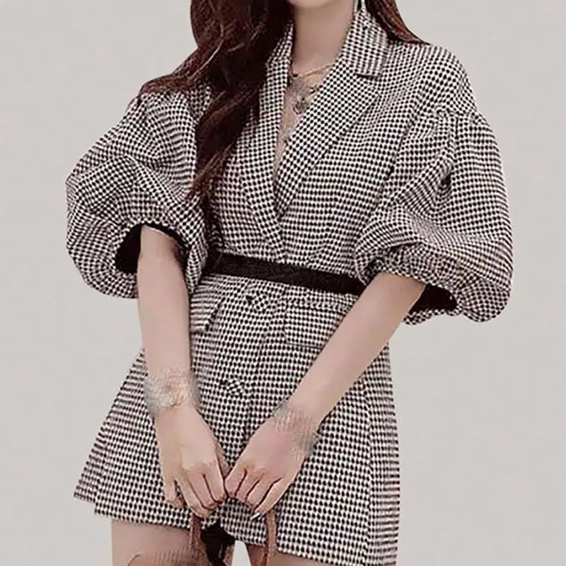 2020 новые женские костюмы рабочие блейзеры Платья клетчатые Длинные куртки с