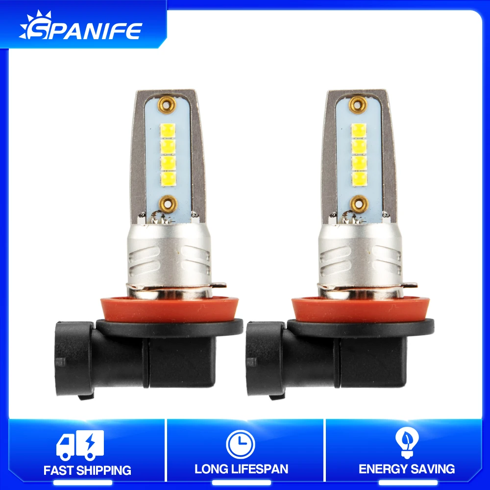 

Spanife 2PCS Super Bright Mini H7 Led Fog Lights H4 H8 H11 9005 9006 H10 H16 For Car Bulbs 6500K LED Bulb For Auto Lamp Fog Lamp