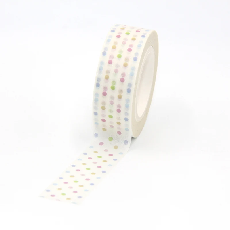 

New Arrival 1PC 15MM*10M Colorful Wave Point Washi Tape Wide Sticky Adhesive Tape Scrapbooking Album DIY Decorative Paper Tape