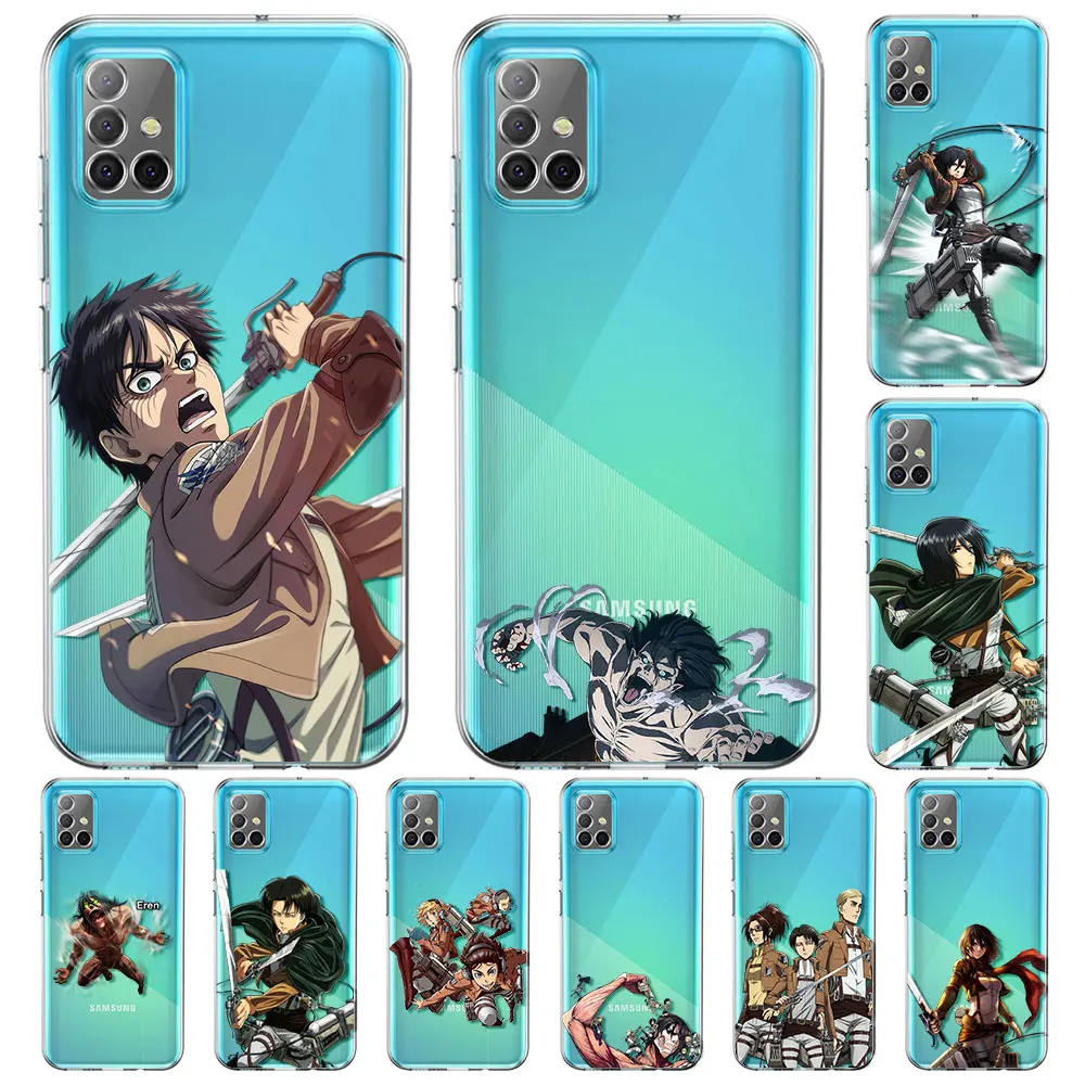 

Phone Case For Samsung Galaxy A52 A12 A51 A32 A71 A72 A21s A31 A02s A11 A41 A02 A42 A21 Transparent Cover Attack On Titan Anime