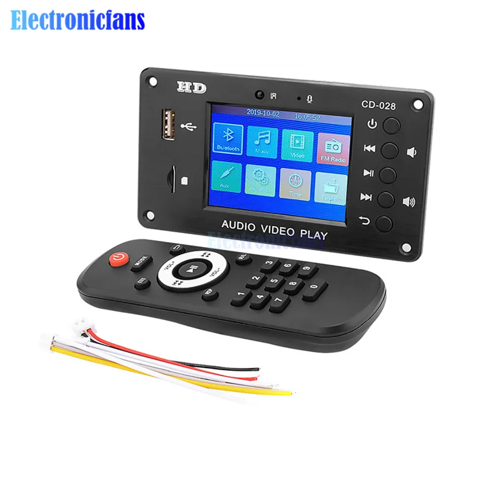 

MP5 Bluetooth 5,0 Декодер платы 2,8 дюймов TFT HD видеоплеер аудио приемник FLAC WAV APE декодирование FM радио USB TF автомобильный усилитель