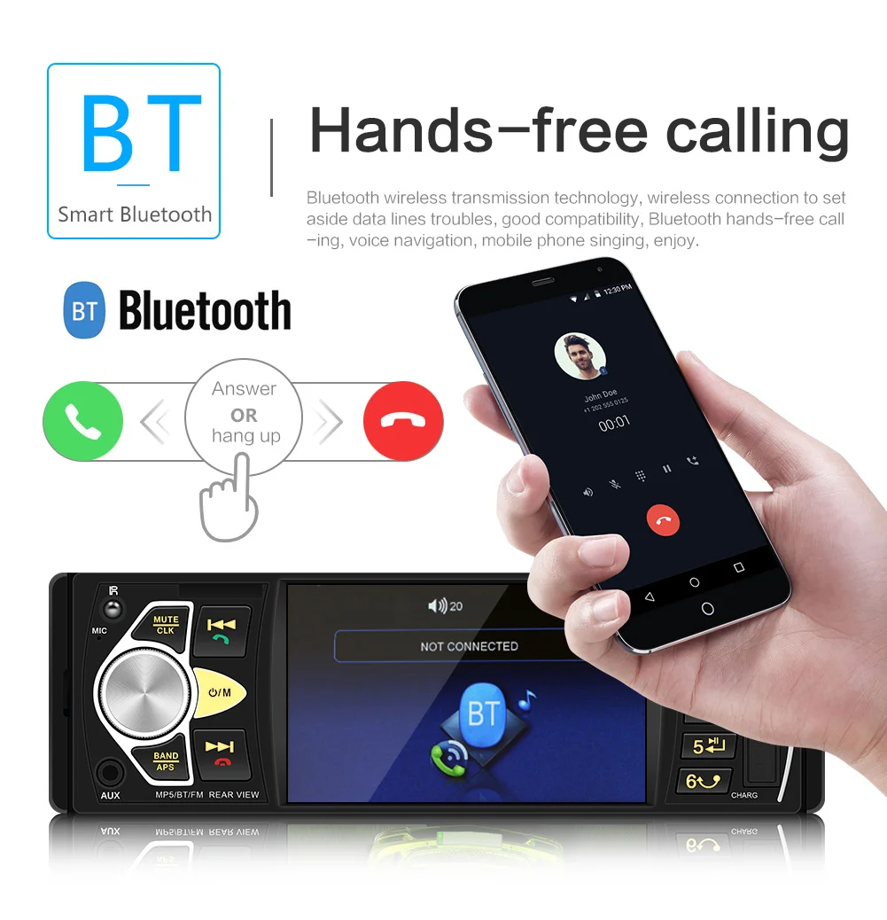 Car Radio 1 din 4022D FM radio car Auto Audio Stereo USB AUX Bluetooth Autoradio Support Rear view Camera SWC Control | Автомобили и