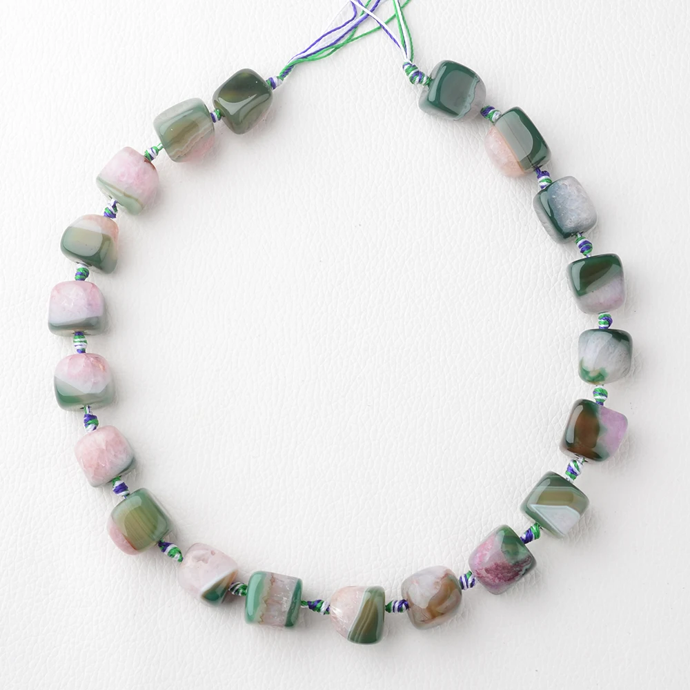 

2 strands/lot 16mm Natural Green stripe Irregular shape Agate stone beads For DIY Bracelet Necklace Jewelry Making Strand 15"