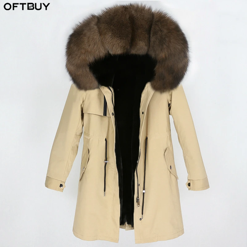 Женская длинная парка OFTBUY теплая уличная с капюшоном и воротником из
