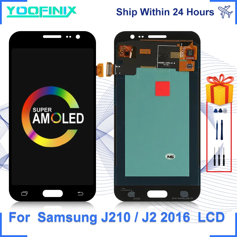 

Super AMOLED For Samsung Galaxy J2 2016 Display Touch Screen Digitizer Replacement Parts For SM-J210F J210G J210 LCD Display J2