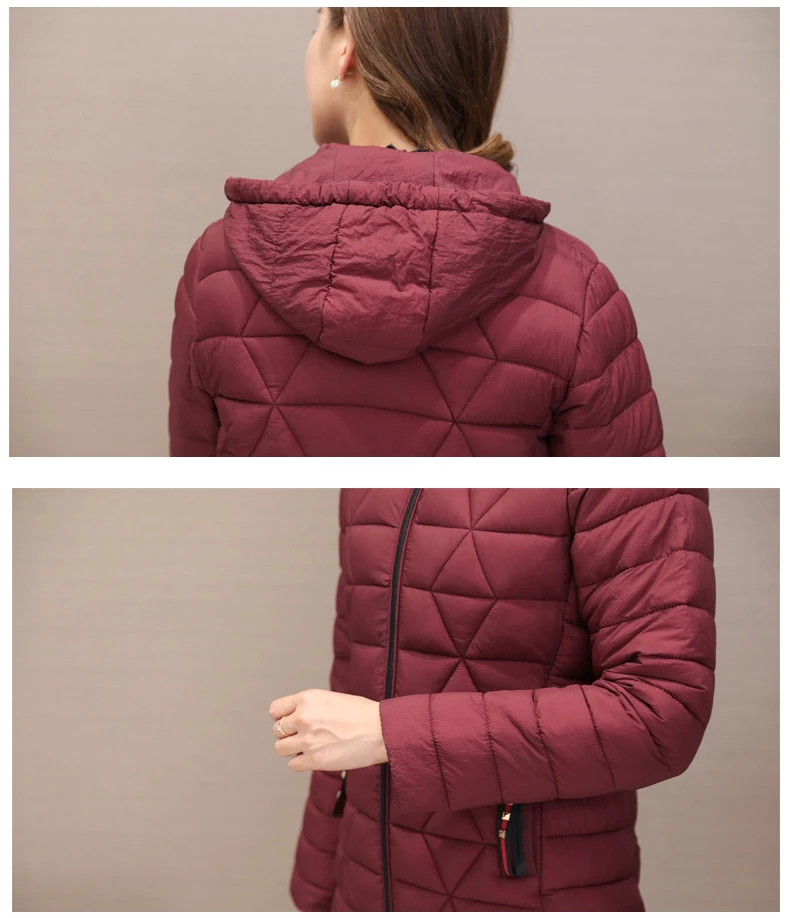 

Winter Cotton Coat Women's 2020 New Korean Slim Long Hooded Cotton Clothing Large Size Padded Coat Invierno Outwear Women E90
