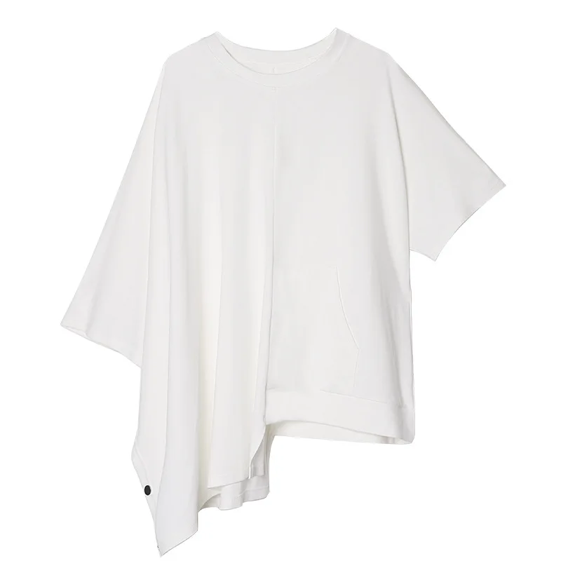 

T-shirt Women 2021 Ins Casual Chic Top Irregular Large Size Women's Loose-fitting Short-sleeved Top Oversize Harajuku Tshirt