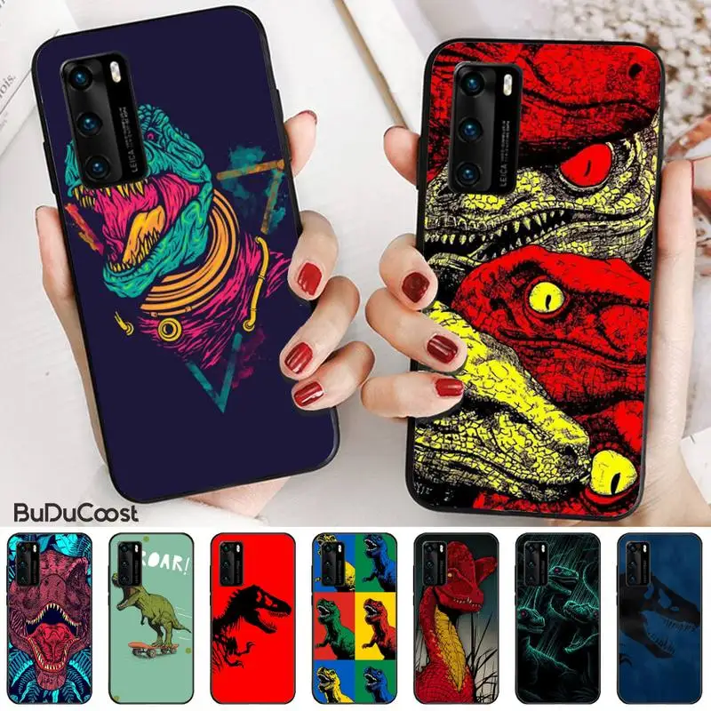 

Jurassic Dinosaur Black TPU Soft Phone Case For Huawei P9 10 20 30 40 P Smart 20lite 2019 P30 Lite Pro P9 Lite 2017 P 40 Pro