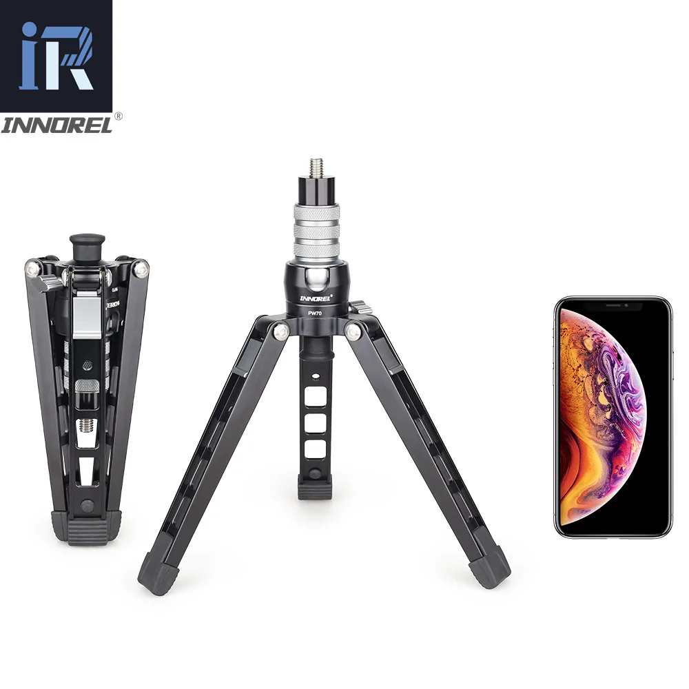 

PW70 Mini Tripod Monopod for DSLR Camera Gopro Cellphone Mount Metal Flexible Stand Base Desktop Tabletop Tripode with Ball Head