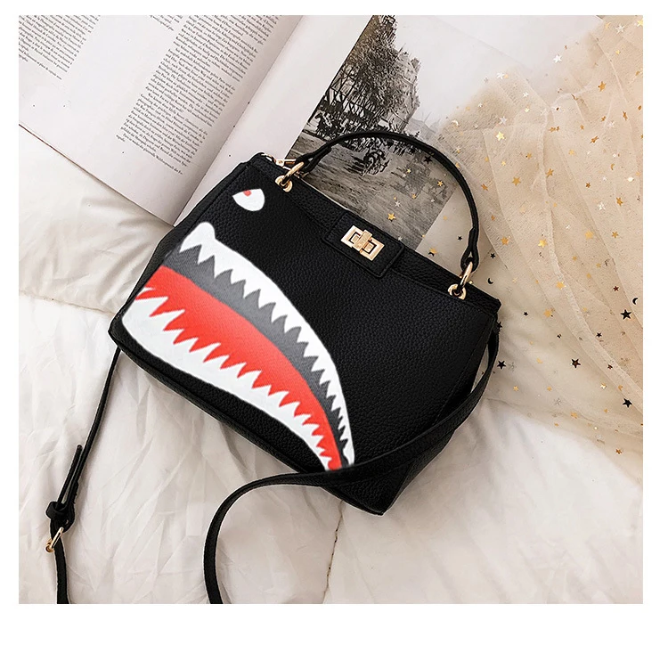 2019 граффити акула рот унисекс сумка через плечо большой емкости портативные