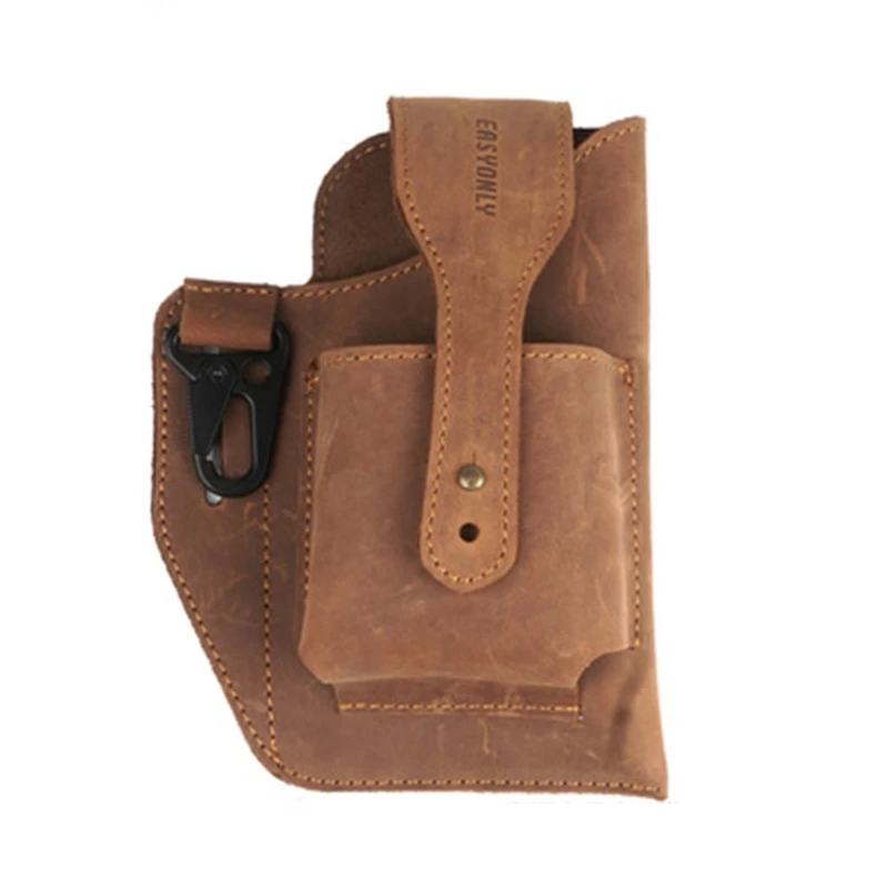 

Double Mobile Phone Bag Hanging Waist Bag Multi-function Tool Sports Running Outdoor Construction Use Leather Bag Unisex