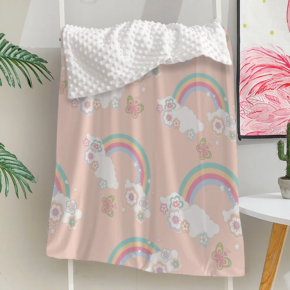 

Silstar Tex Rainbow Clouds Pink Baby Girl Baby Blanket Coral Fleece Minky Fabric Baby Blanket Baby Recieving Present Infant