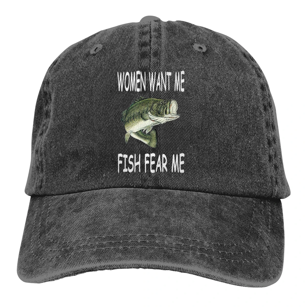 Denim Baseball Cap Men Women Want Me Fish Fear Me Snapback Hat Summer Sports Hip Hop Hats Caps Gorras
