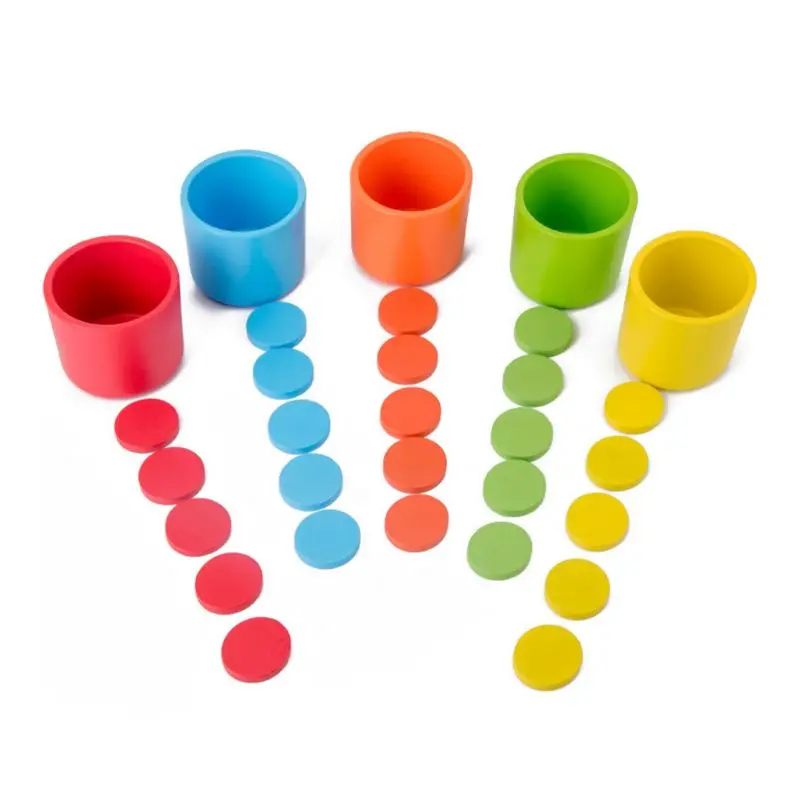 Деревянная Классификация цветов Монтессори подходящая чашка Ранние развивающие
