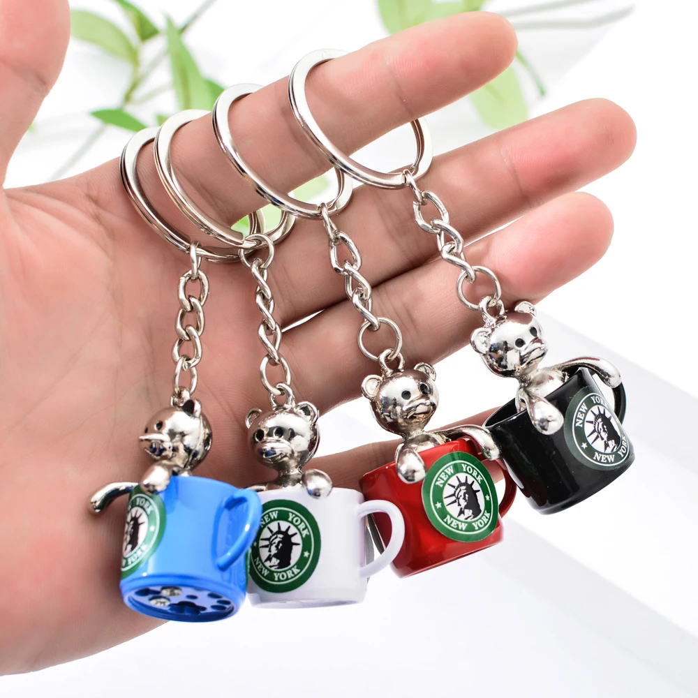 Vicney красочный брелок в виде чашки Нью-Йорка модный медведя для друзей новый стиль