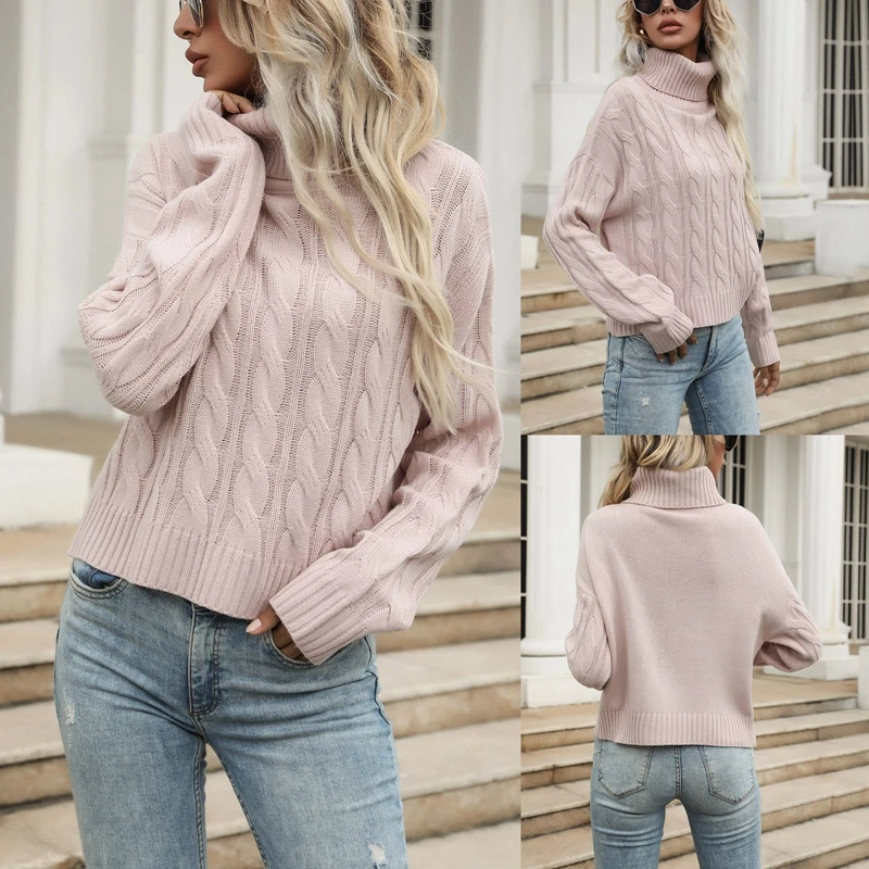 

Women's Sweaters High Neck Long Sleeve Knitting Tops Casual Street Party Spring Fall Winter Warm Solid Knit Pullovers