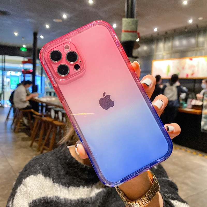 

sumkeymi Gradient transparent phone case is for iPhone 13 PRO MAX 12 PRO 11 PRO MAX X XR XS MAX 7 8 PLUS Frame shockproof Cover