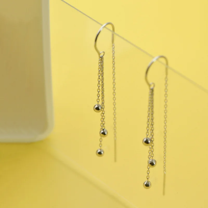 

Modern Jewelry Tassel Earrings Hot Sale High Quality Simple Long Round Bead Dangle Earrings For Girl Party Gifts