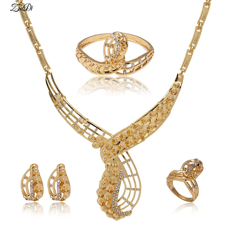 

ZuoDi 2019 fashion dubai gold Color jewelry set Wholesale nigerian Women wedding bridal Jewelry set Brand statement jewelry set