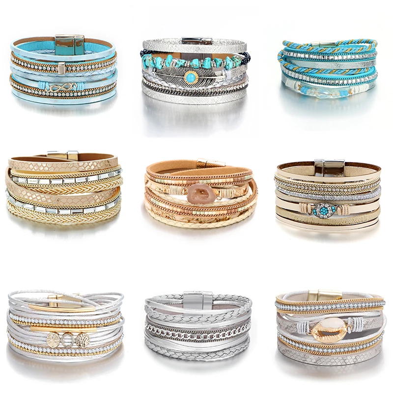 Плетеный Браслет манжета в стиле бохо браслеты из хрустальных бусин винтажный