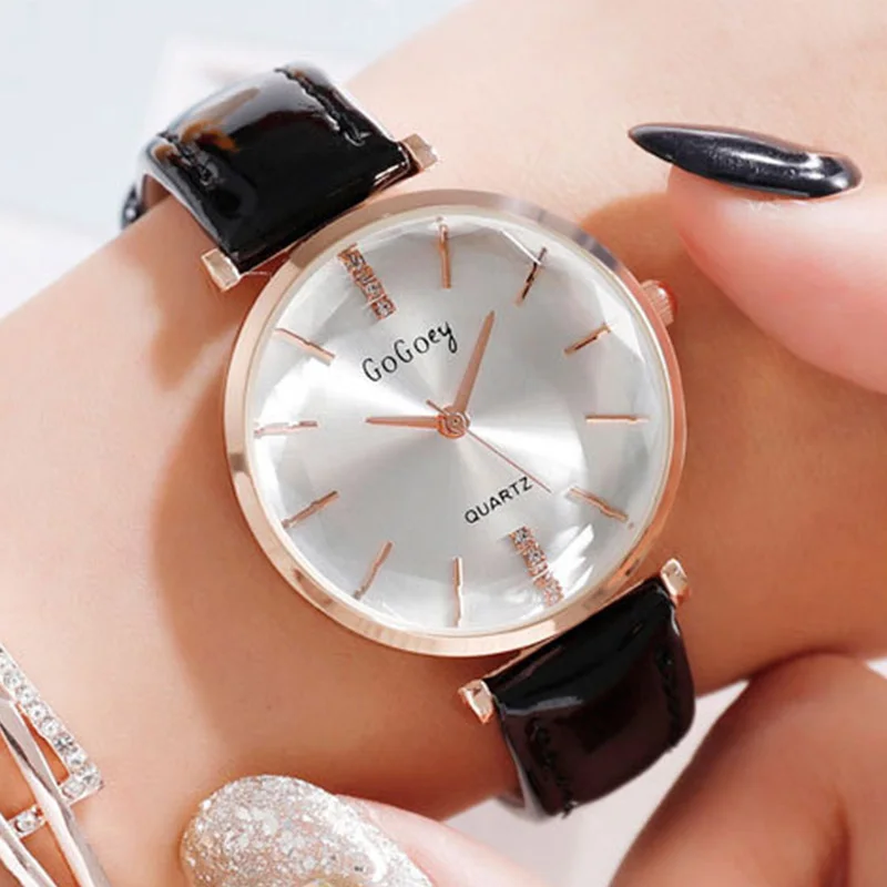 Наручные часы для женщин 2019 роскошные блестящие красные кожаные женские под