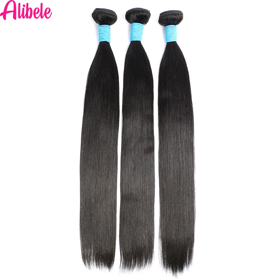 Alibele Hair Brazilian Straight Bundles 30 32 34 Inch Natural Color Human Weave Remy Extensions |