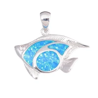 cinily created blue fire opal fish silver plated wholesalel hot sell fashion for women jewelry gift pendant 28mm od7050