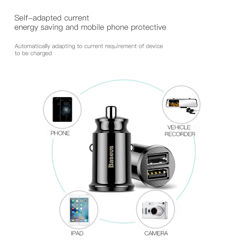 baseus 3 1a car charger mini fast charging in car dual usb car phone charger adapter in car for mobile phone tablet gps function free global shipping