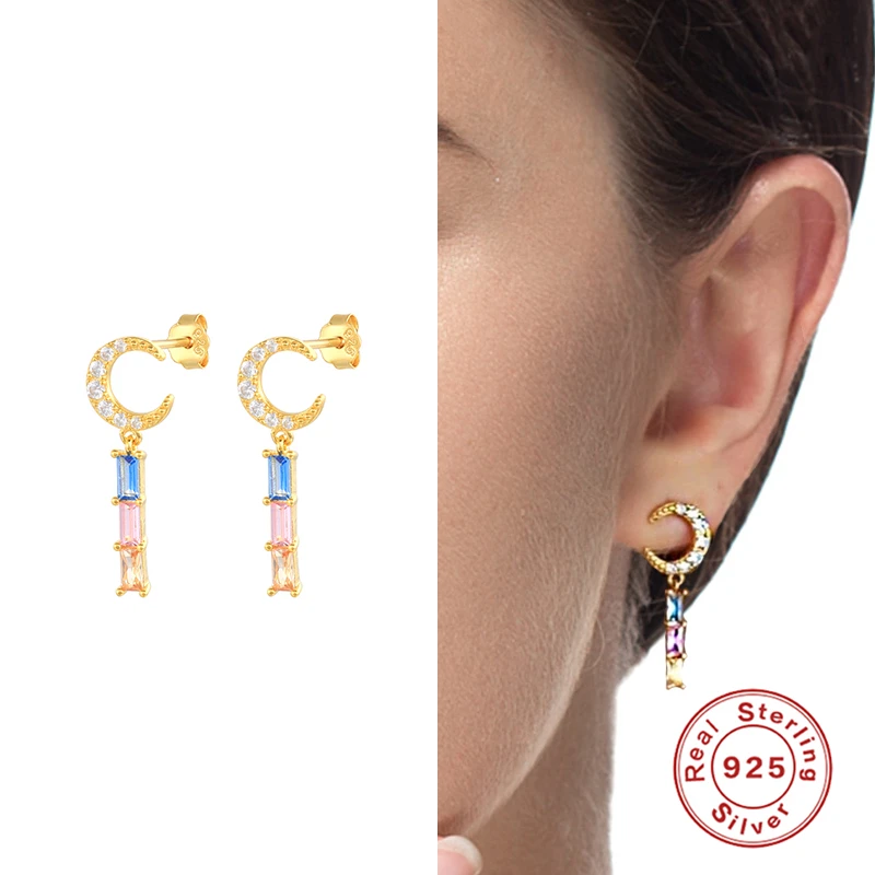 

Minimalist 925 Sterling Silver Women's Earring Fine Jewerly Gift Piercing pendientes plata 925 Bling Zircon Cross Stud Earrings