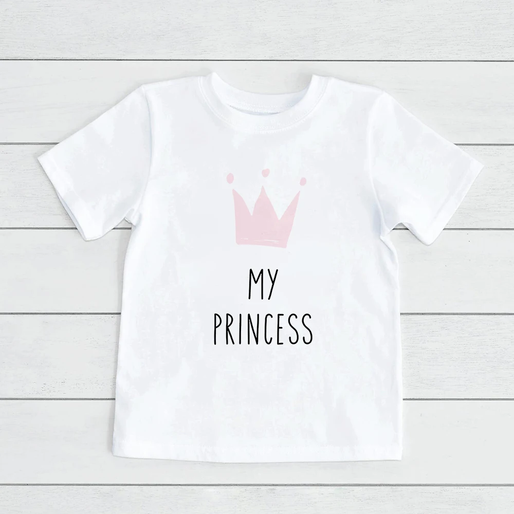 

Kids Fashion Imperial Crown MY PRINCESS Girl T Shirt Children Short Sleeve Breathable Soft Round Neck Casual Baby Tee Tops